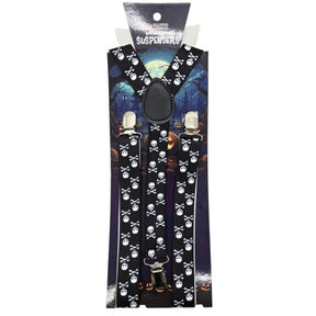 Halloween Skull and Crossbones Elastic Suspenders