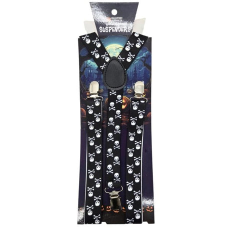 Halloween Skull and Crossbones Elastic Suspenders