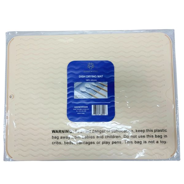 Dish Drying Mat 100% Silicone 16" x 12" in Cream