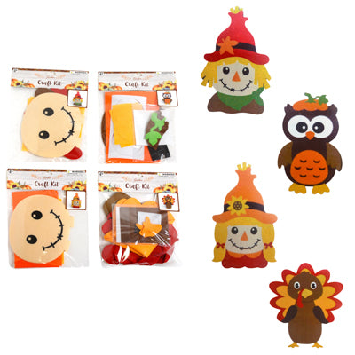 Craft Set Kids Harvest Felt 4ast/ 2 Scarecrow/owl/turkey In Harvest Pbh