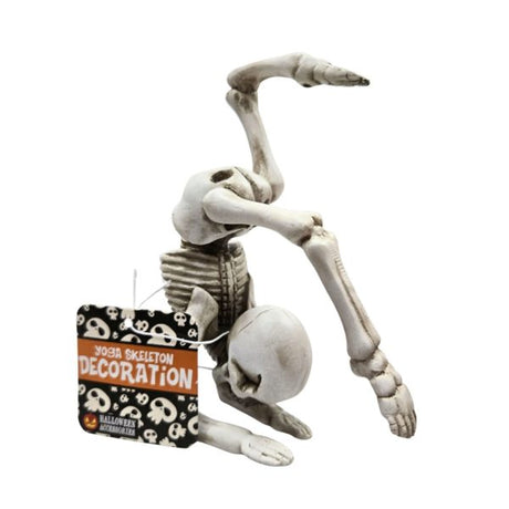 4.75" Yoga Skeleton In Forearm Stand Pose Sculpture
