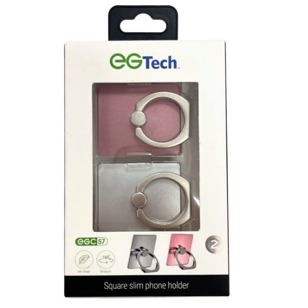 EG Tech 2 Pack Square Adhesive Cell Phone Ring Grip and Stand