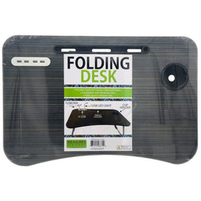 Folding Table with Electronics Charging Station and USB Fan Light