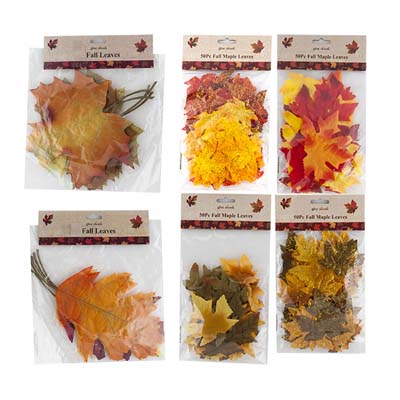Harvest Leaves 3 Ast 50ct 1 Reg - 1 Foil - 1 Burlap On 12pc Msdg Strip