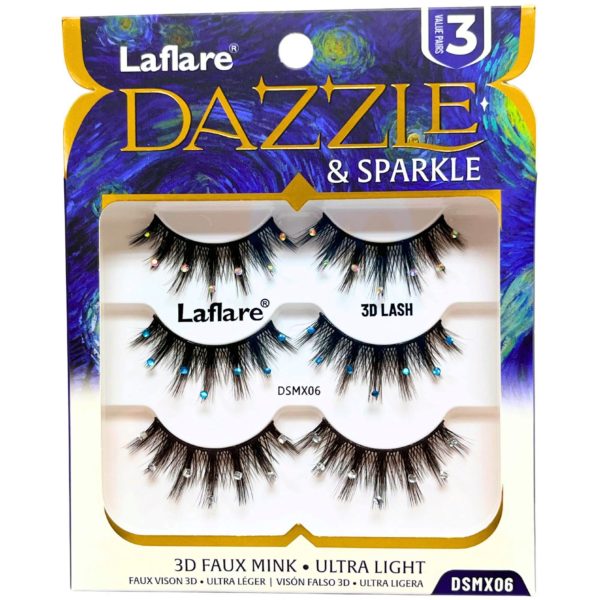 LaFlare Dazzle & Sparkle 3D Gem Enhanced 3 Pack Lashes