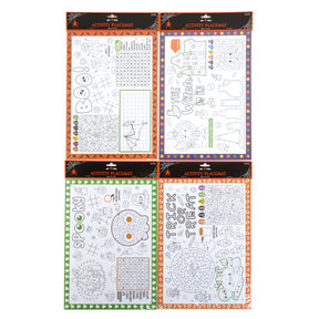 Placemats Paper Halloween Activity 12 Sheet/4ast 14x10in Pbh