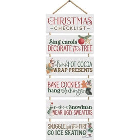 Christmas Checklist Wooden Hanging Sign Wall Decor