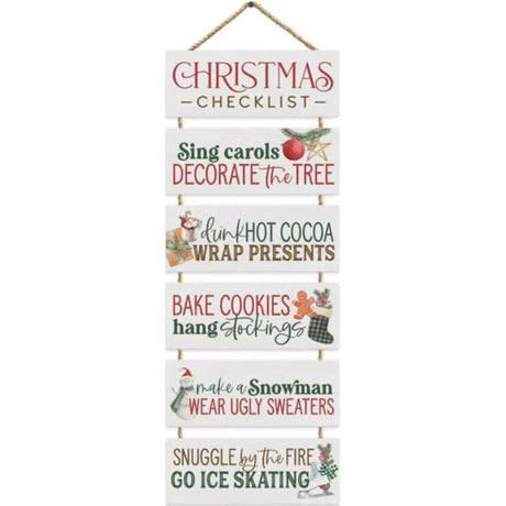 Christmas Checklist Wooden Hanging Sign Wall Decor