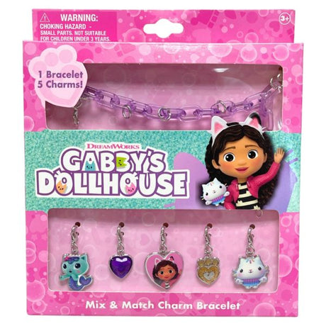 Gabby's Dollhouse 6 Piece Jewelry Set with Charm Bracelet and Five Charms