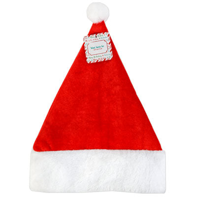 Santa Hat Red Velvet Plush Cuff 15x12in Christmas Ht/jhook