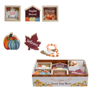 2-tier Harvest Tray Decor 6ast Styles Mdf In 24pc Pdq/label