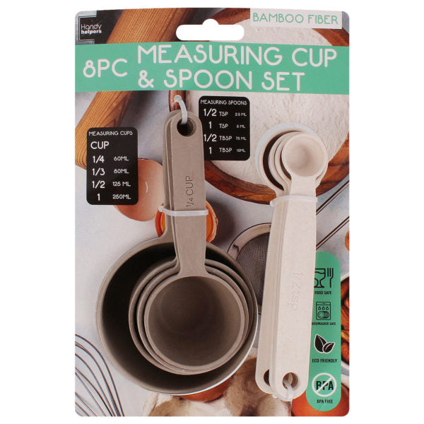 8 Piece Bamboo Fiber Measuring Cups and Spoons Set