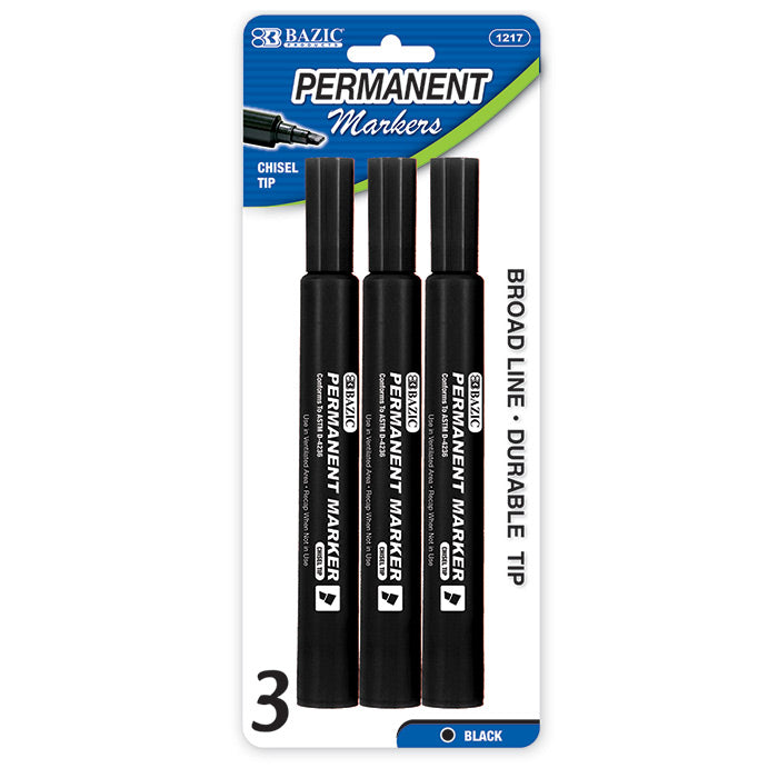 Black Chisel Tip Jumbo Permanent Marker (3/Pack)