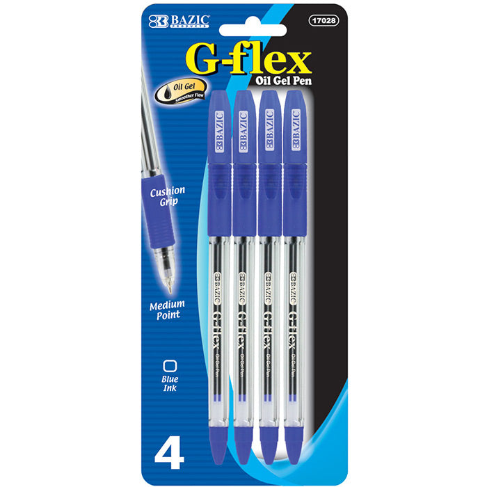 G-Flex Blue Oil-Gel Ink Pen w/ Cushion Grip (4/Pack)