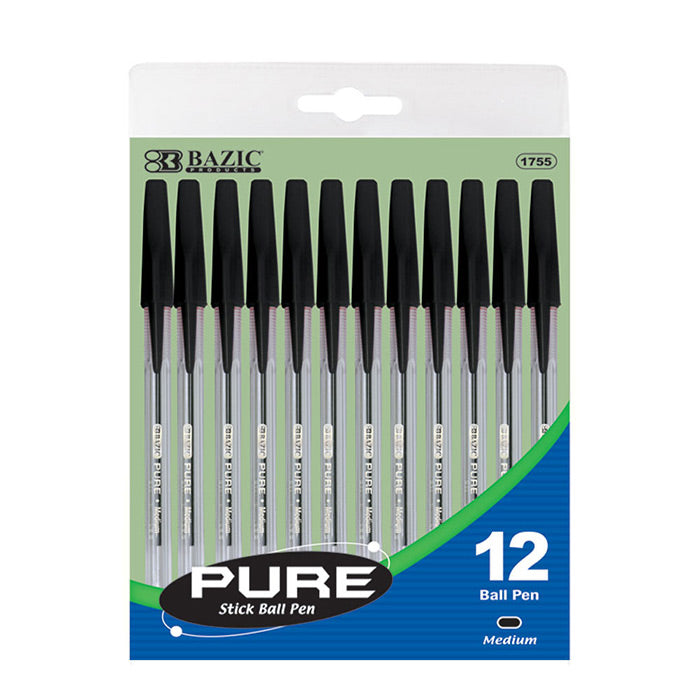 Pure Black Stick Pen (12/Pack)