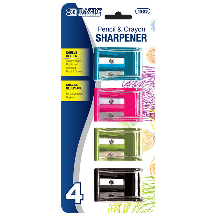 Dual Blades Square Sharpener w/ Receptacle (4/Pack)