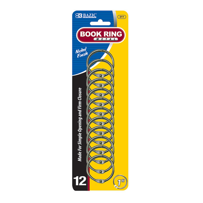 1" Metal Book Rings (12/Pack)