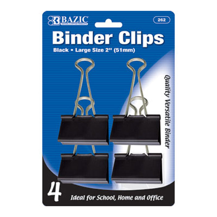 Large 2" (51Mm) Black Binder Clip (4/Pack)