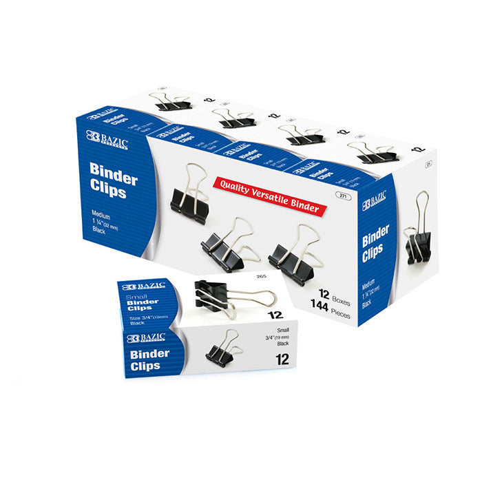 Medium 1 1/4" (32Mm) Black Binder Clip (12/Box)