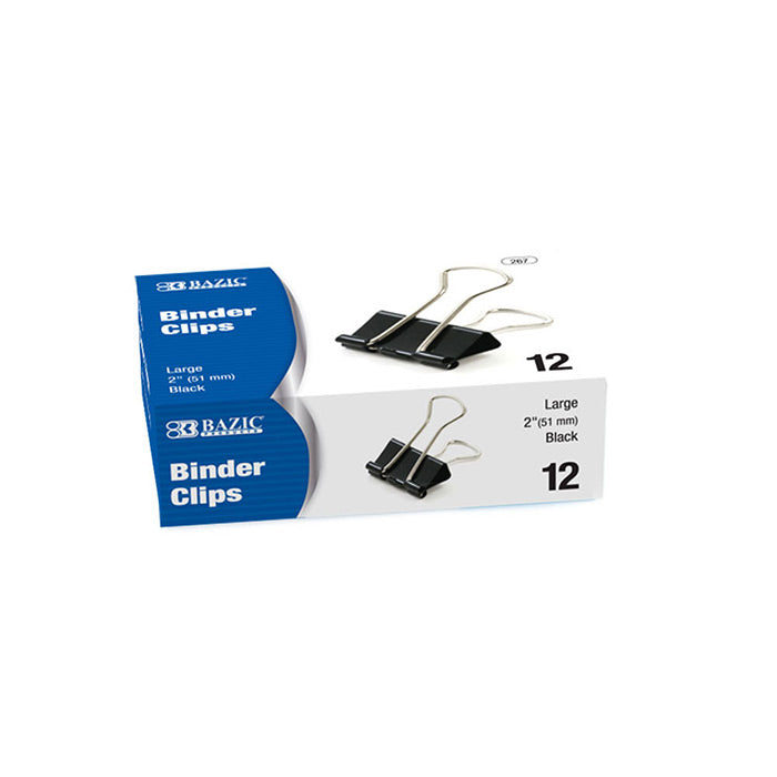 Large 2" (51Mm) Black Binder Clip (12/Box)