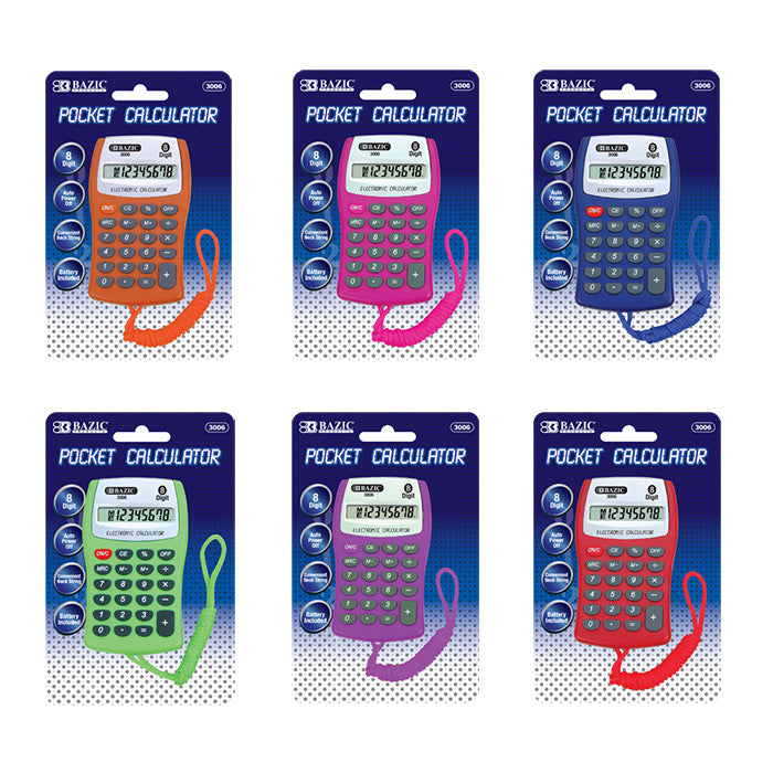 8-Digit Pocket Size Calculator w/ Neck String