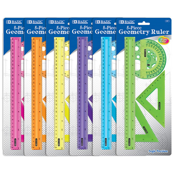 5-Piece Geometry Ruler Combination Sets