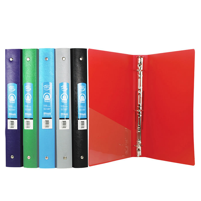 1" Matte Color Poly 3-Ring Binder w/ Pocket
