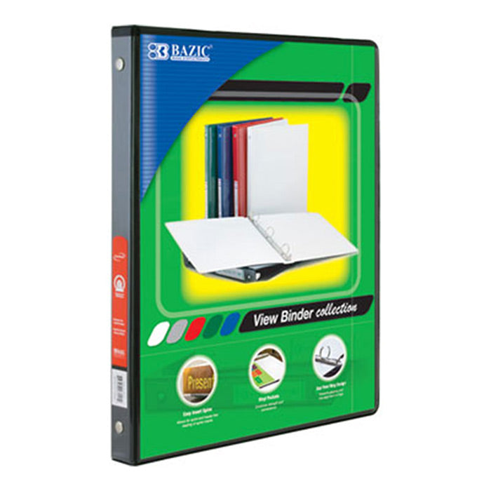 1/2" Black 3-Ring View Binder w/ 2-Pockets