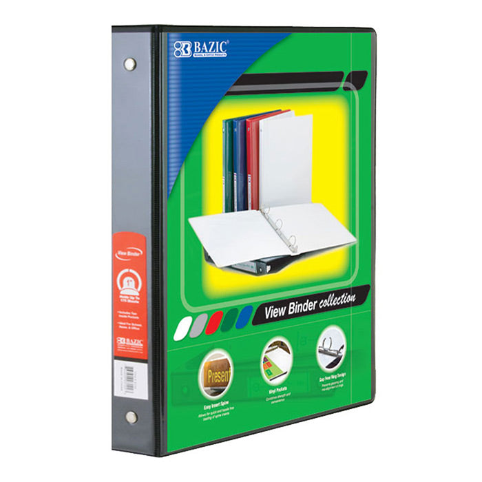 1.5" Black 3-Ring View Binder w/ 2-Pockets