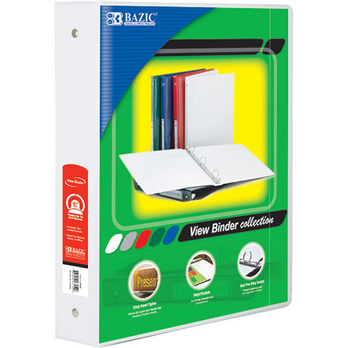 1.5" White 3-Ring View Binder w/ 2-Pockets