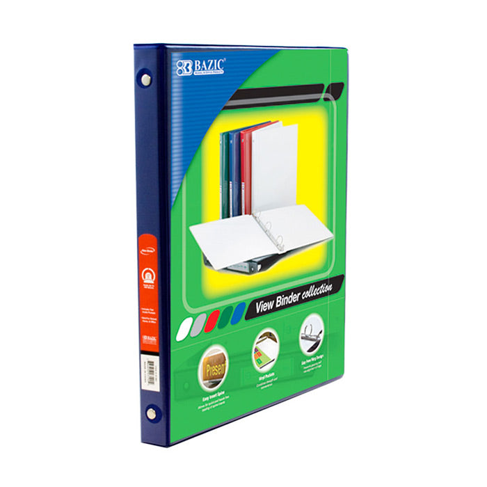 1/2" Blue 3-Ring View Binder w/ 2-Pockets