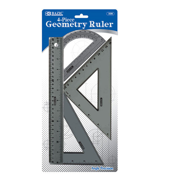 4-Piece Geometry Ruler Combination Sets