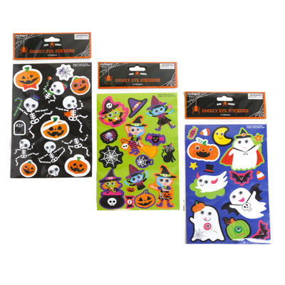 Stickers W/googly Eyes Halloween  3ast 24pc Mdsg Strip Pb/insert Hdr
