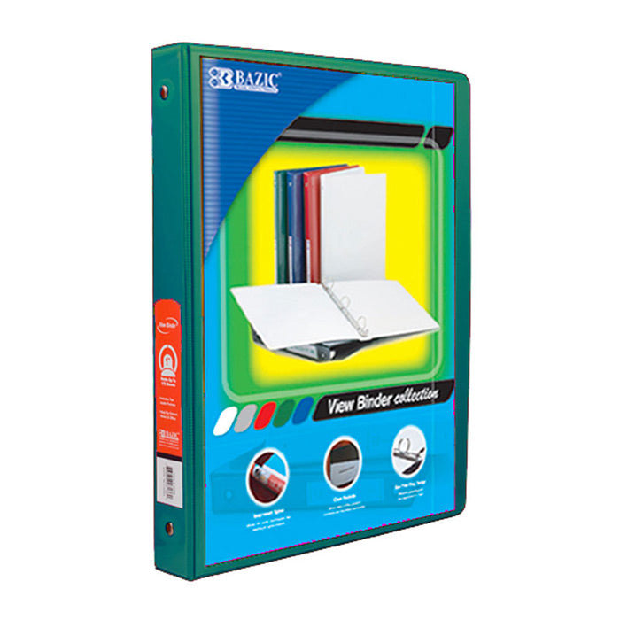 1/2" Green 3-Ring View Binder w/ 2-Pockets