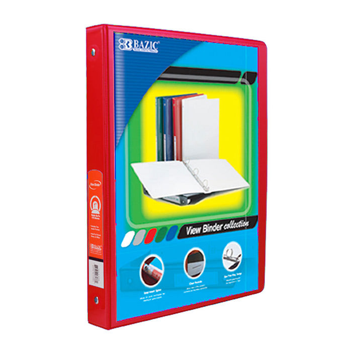 1/2" Red 3-Ring View Binder w/ 2-Pockets