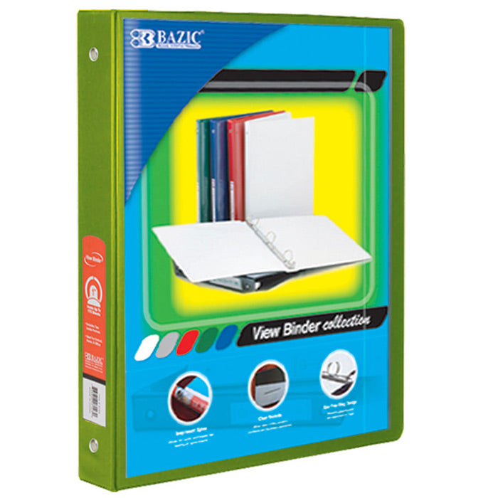 1/2" Lime Green 3-Ring View Binder w/ 2-Pockets