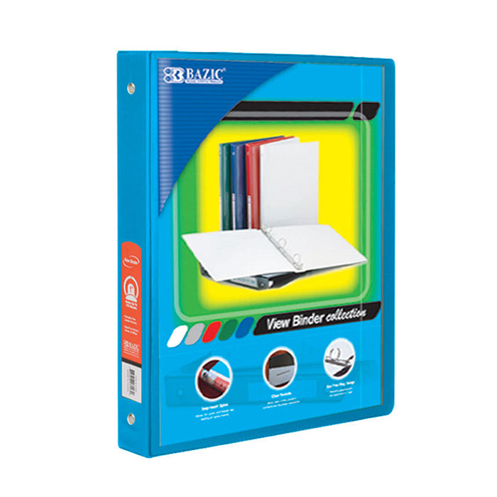 1/2" Cyan 3-Ring View Binder w/ 2-Pockets