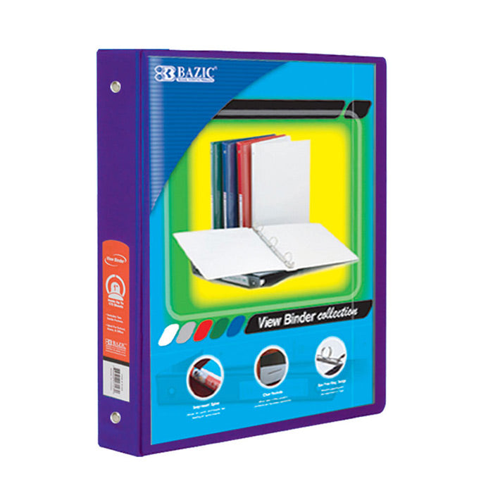 1" Purple 3-Ring View Binder w/ 2-Pockets