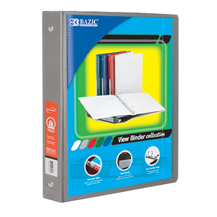 1.5" Grey 3-Ring View Binder w/2-Pockets