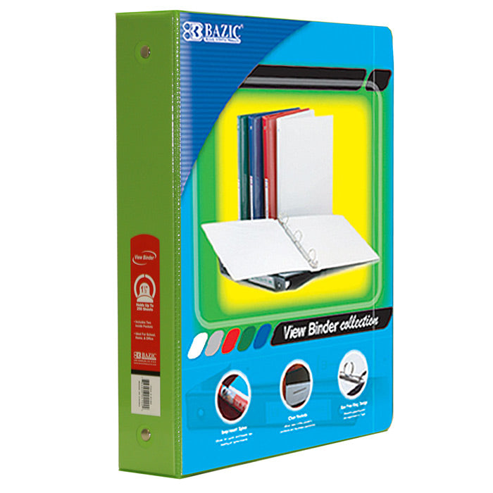 1.5" Lime Green 3-Ring View Binder w/ 2-Pockets