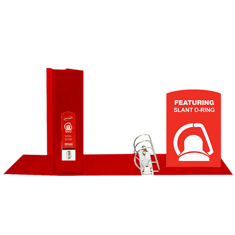 3" Red Slant-D Ring View Binder w/ 2 Pockets
