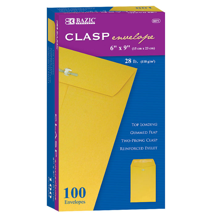 6" X 9" Clasp Envelope (100/Box)