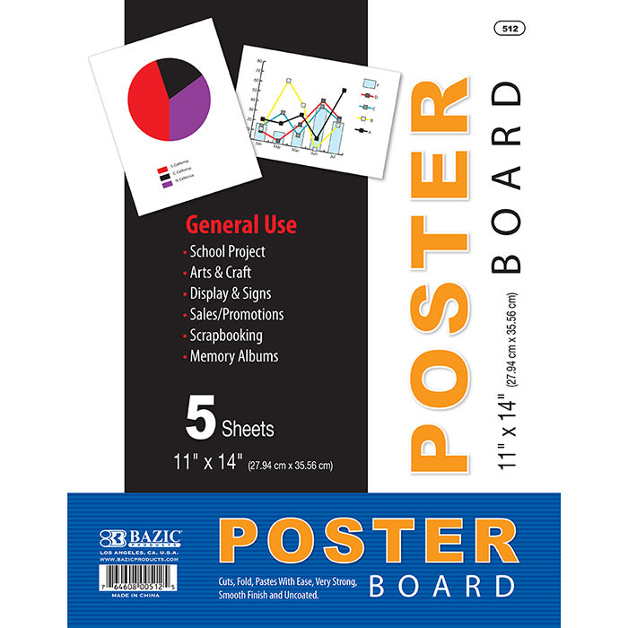 11" X 14" White Poster Board (5/Pack)
