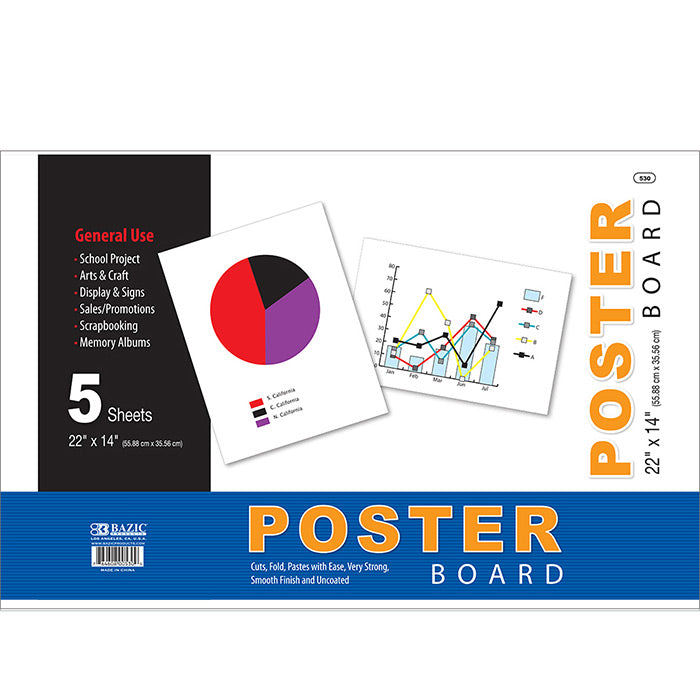 22" X 14" White Poster Board (3/Pack)