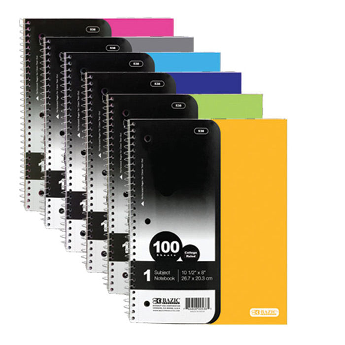 C/R 100 Ct. 1-Subject Poly Cover Spiral Notebook