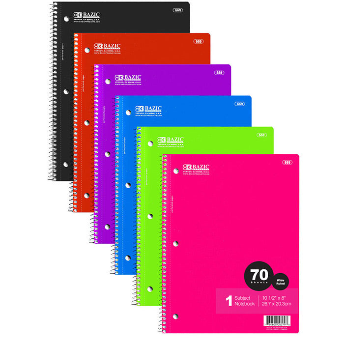 w/R 70 Ct. 1-Subject Spiral Notebook