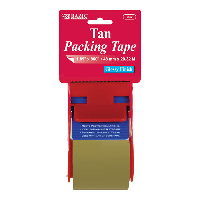 1.88" X 800" Tan Packing Tape w/ Dispenser