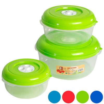 Food Storage Container 3pc Set Vented 4 Cup,7 Cup,13 Cup Vent Omega 21303