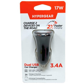 HyperGear Black Hi-Power Dual USB 3.4A Car Charger
