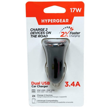 HyperGear Black Hi-Power Dual USB 3.4A Car Charger